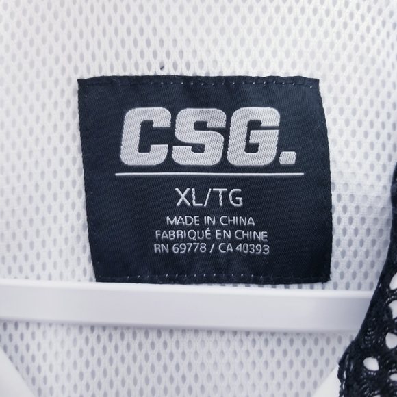 CSG Hooded Windbreaker Jacket Men Size XL White Black Vented - Picture 2 of 14